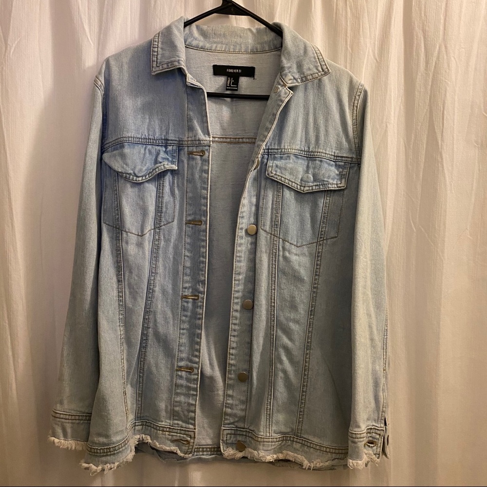 Oversized long denim jacket